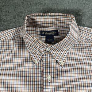 Brooks Brothers Shirt Mens Large Multicolor Plaid Locke Sleeve Button Gingham‎